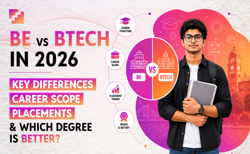 BE vs BTech in 2026 key differences career scope placements and which degree is better