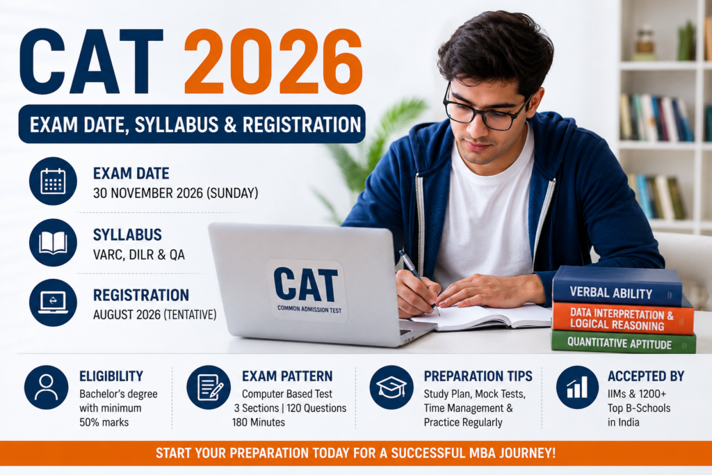 CAT 2026 exam date, syllabus and registration details for MBA aspirants