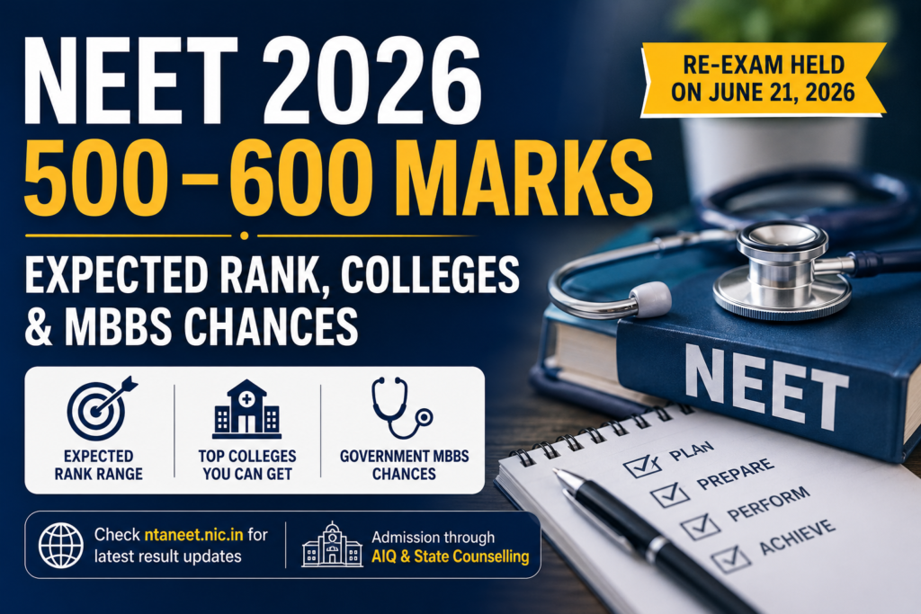 neet 2026 500-600 marks colleges 