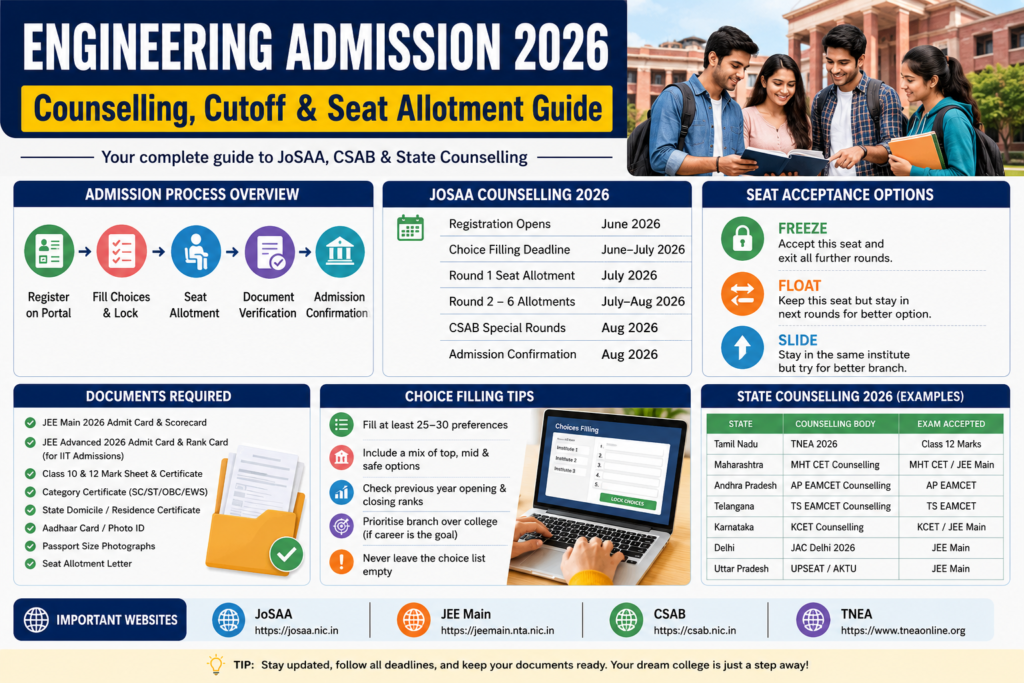 State engineering counselling 2026 admission process and seat allotment