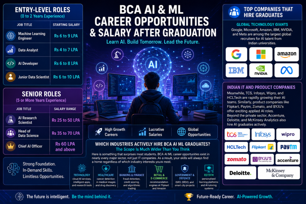 BCA AI Machine Learning career guide poster for Class 12 students in India