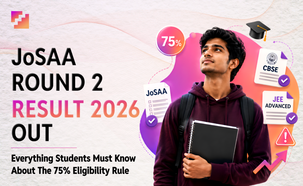 JoSAA Round 2 result 2026 eligibility 75 percent CBSE provisional admission