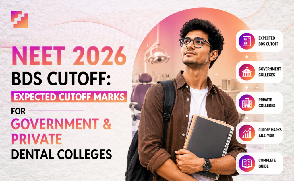 NEET 2026 BDS cutoff guide featuring expected cutoff marks for government and private dental colleges.