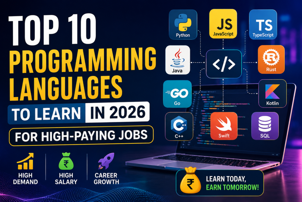 Top 10 programming languages to learn in 2026 for high paying jobs