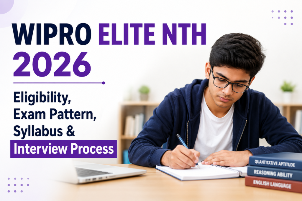 Student preparing for Wipro Elite NTH 2026 exam.