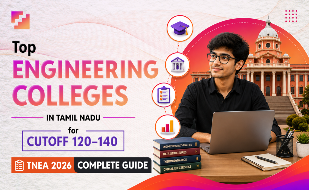 Top Engineering colleges in TamilNadu for cutoff 120 to 140, TNEA 2026 guide.