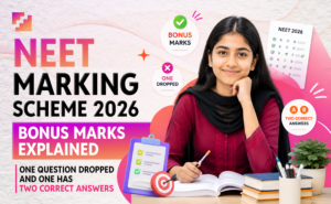 NEET Marking Scheme 2026; bonus marks explained after one Physics question is dropped and one has two correct answers.