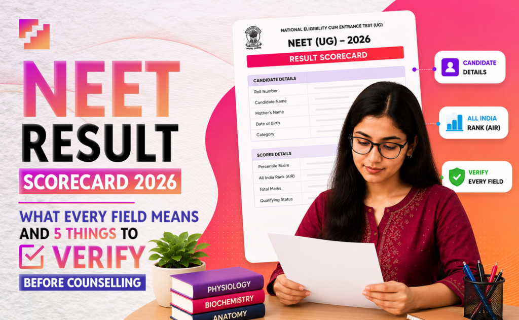 NEET Result Scorecard 2026 explained field by field with 5 things to verify before counselling begins.
